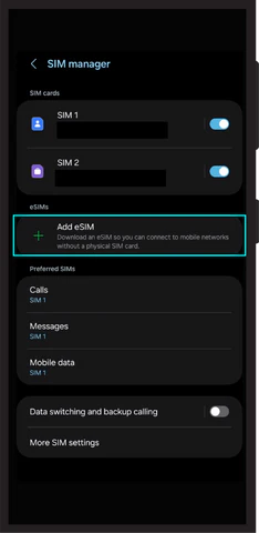 eSIM telepítése Android telefonra 3. lépés