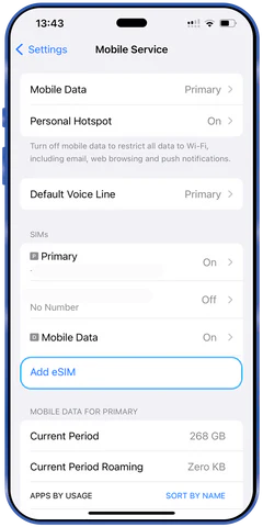eSIM telepítése iPhone telefonra 2. lépés