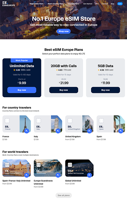 eSIM Europe - Európa 1. számú eSIM áruháza