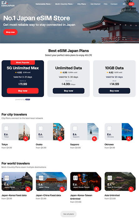 eSIMJapan - Japán 1. számú eSIM áruháza