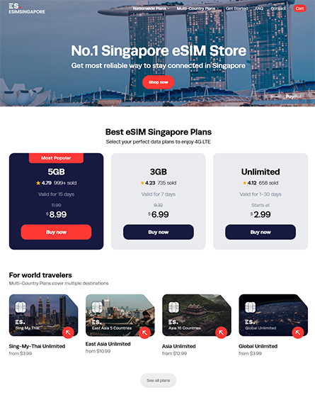 eSIMSingapore - Szingapúr 1. számú eSIM áruháza