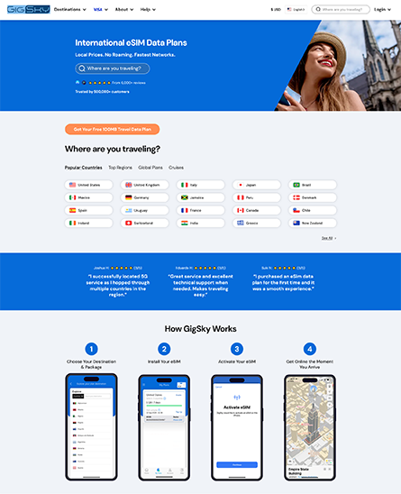 GigSky ingyenes 100 MB-os adatcsomag